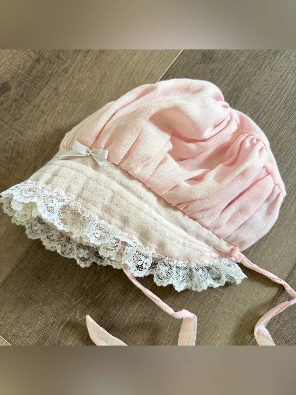 Vintage Handcrafted Soft Sculptured Old Doll Pink Dress Bonnet 21” Socks Daddy